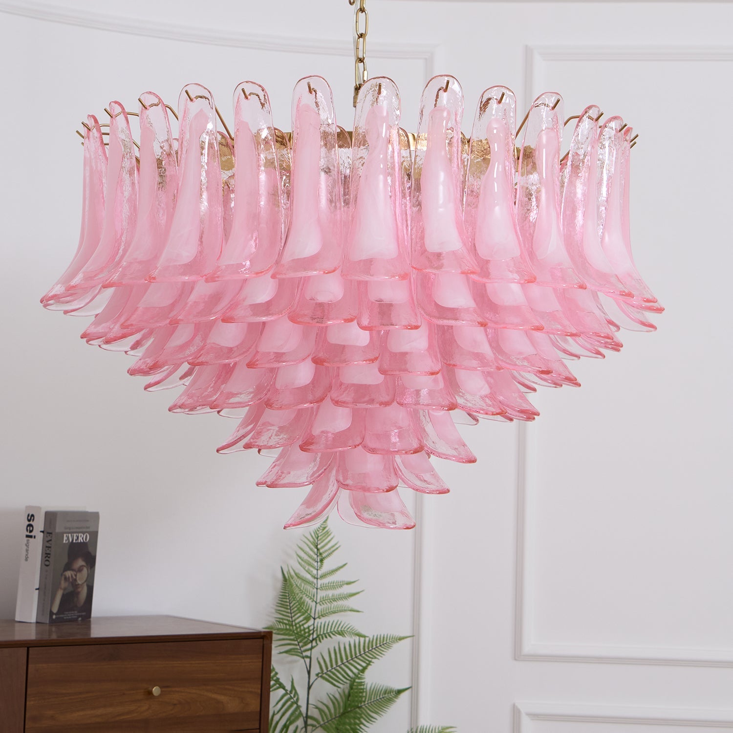 Addis Pink Glass Chandelier