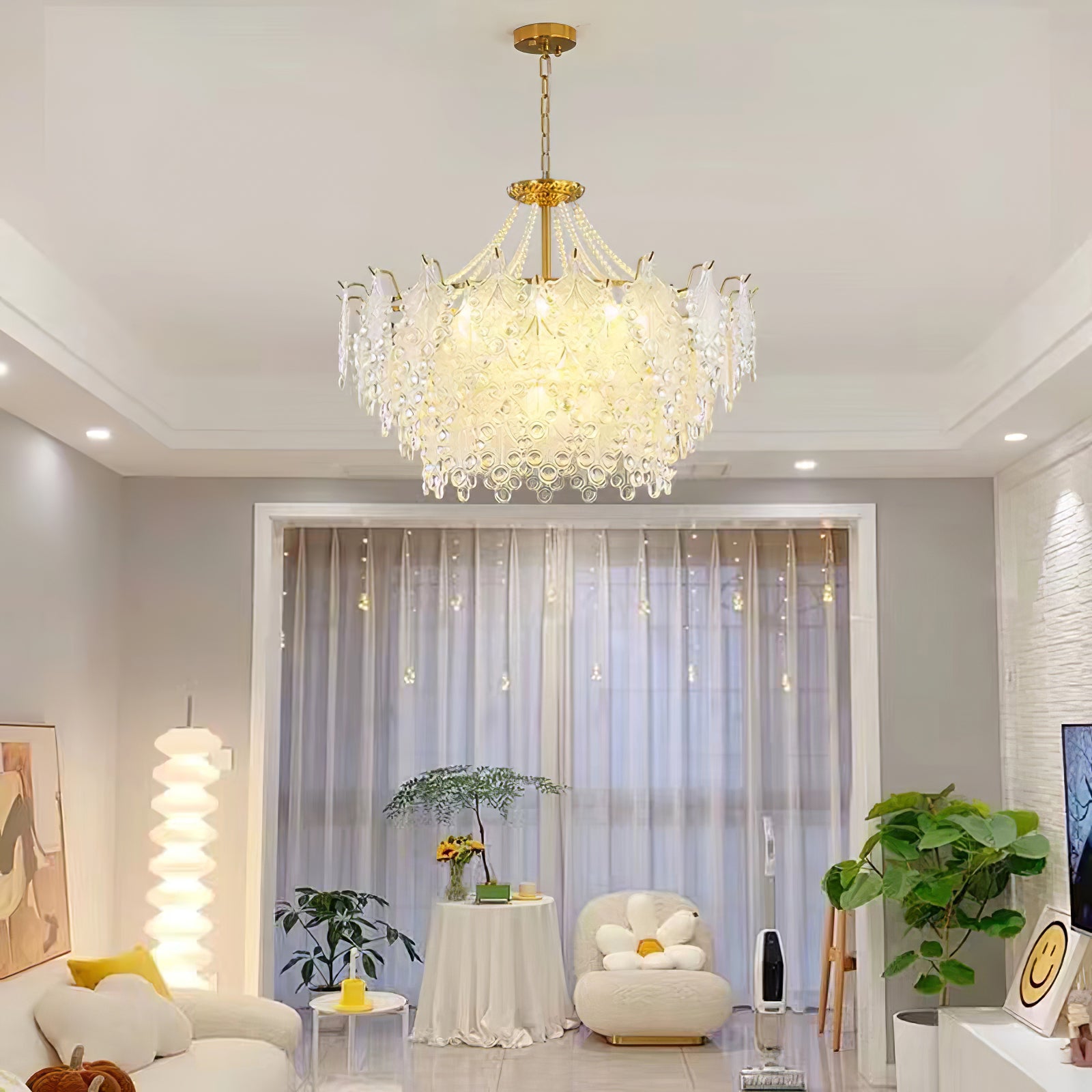 ブロンズ彫刻ガラスシャンデリア