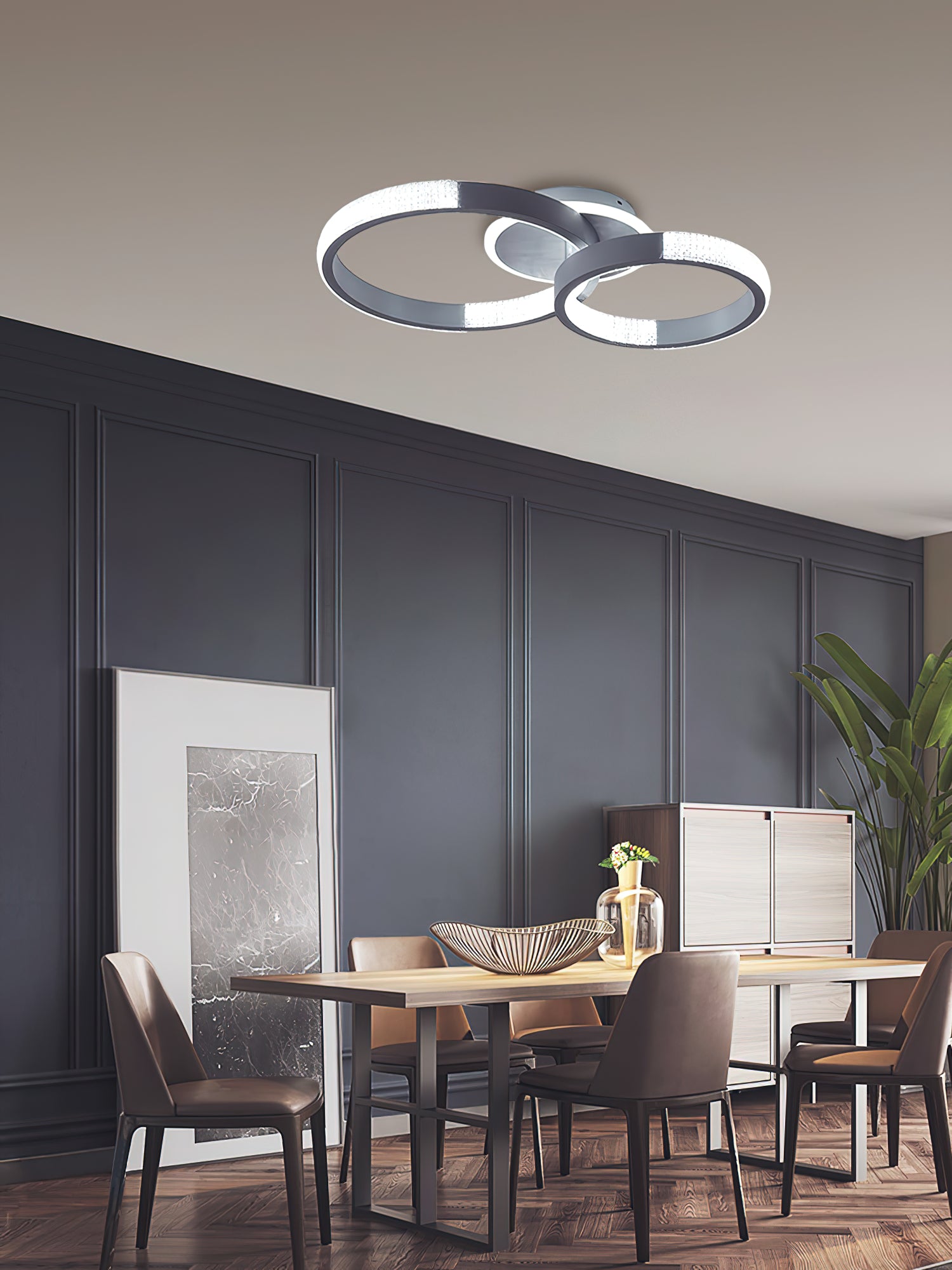 モダンなダブルリング天井ランプ