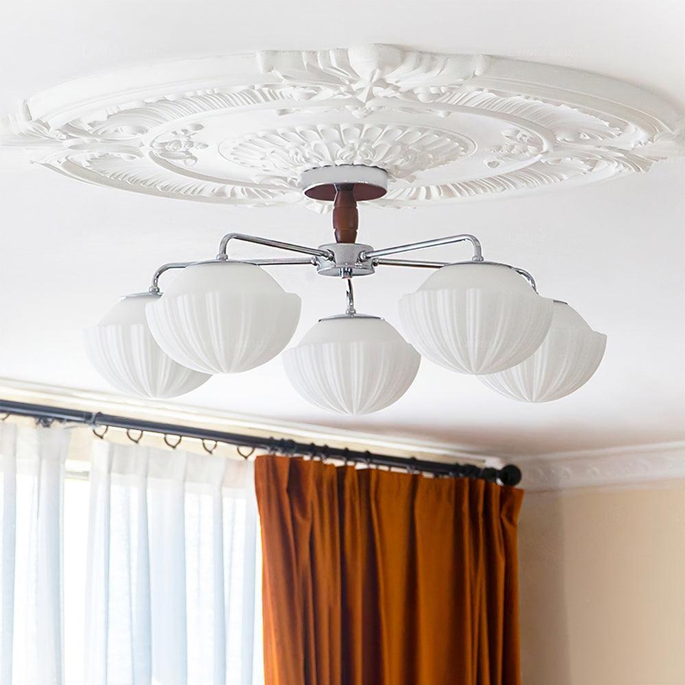 リブウォールナットシーリングランプ