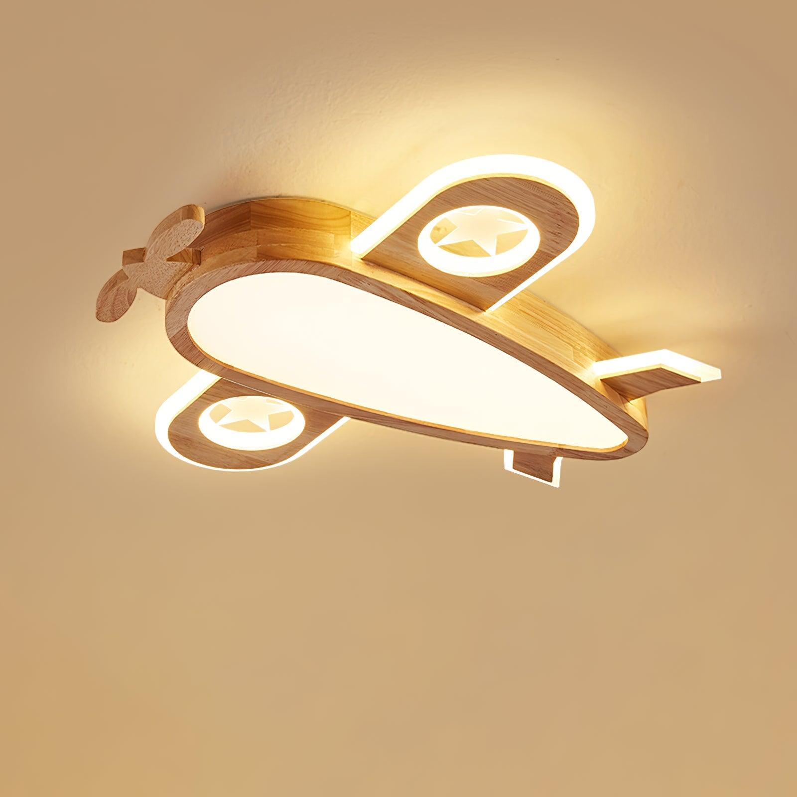 Wood Airplane Ceiling Lamp