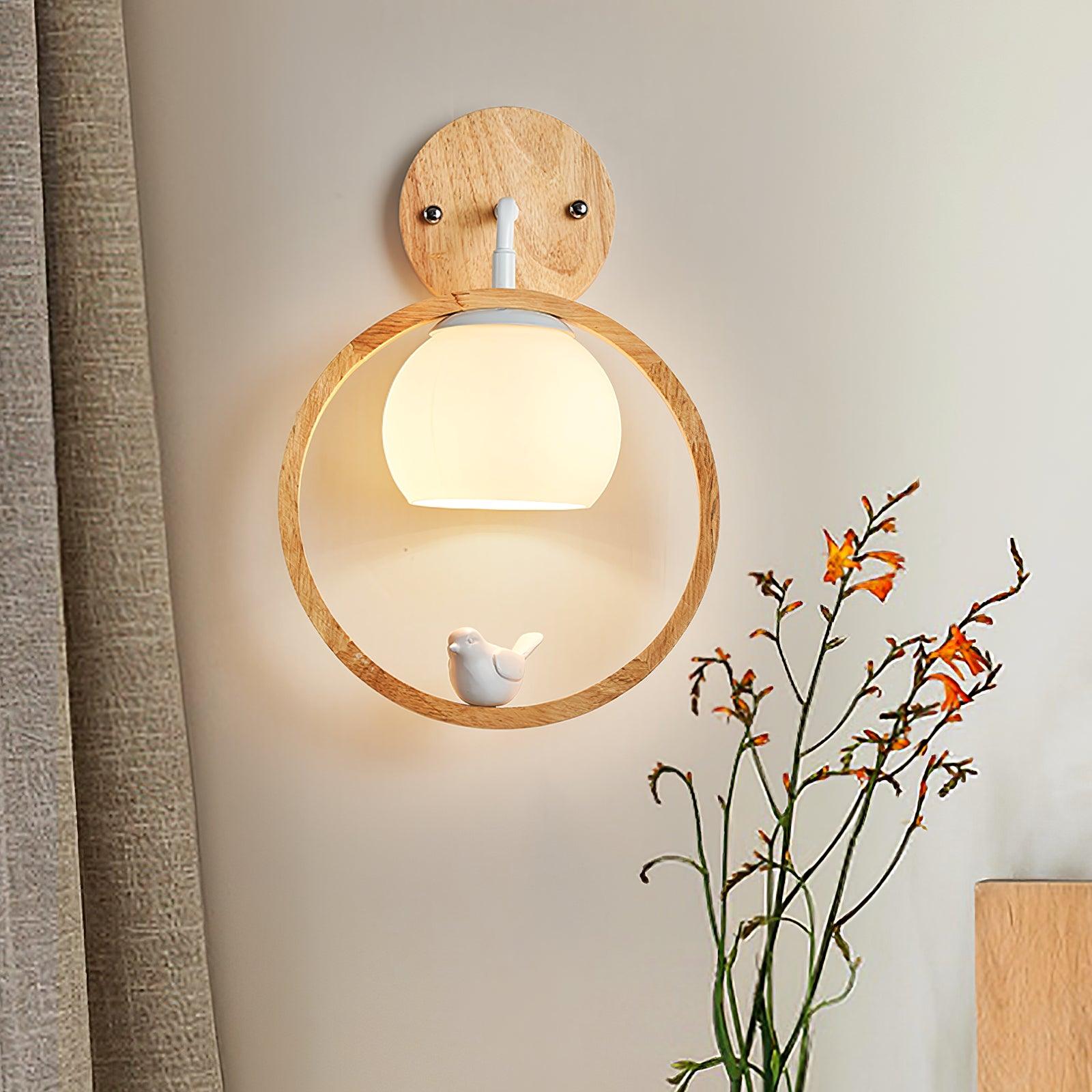Wood Bird Wall Lamp