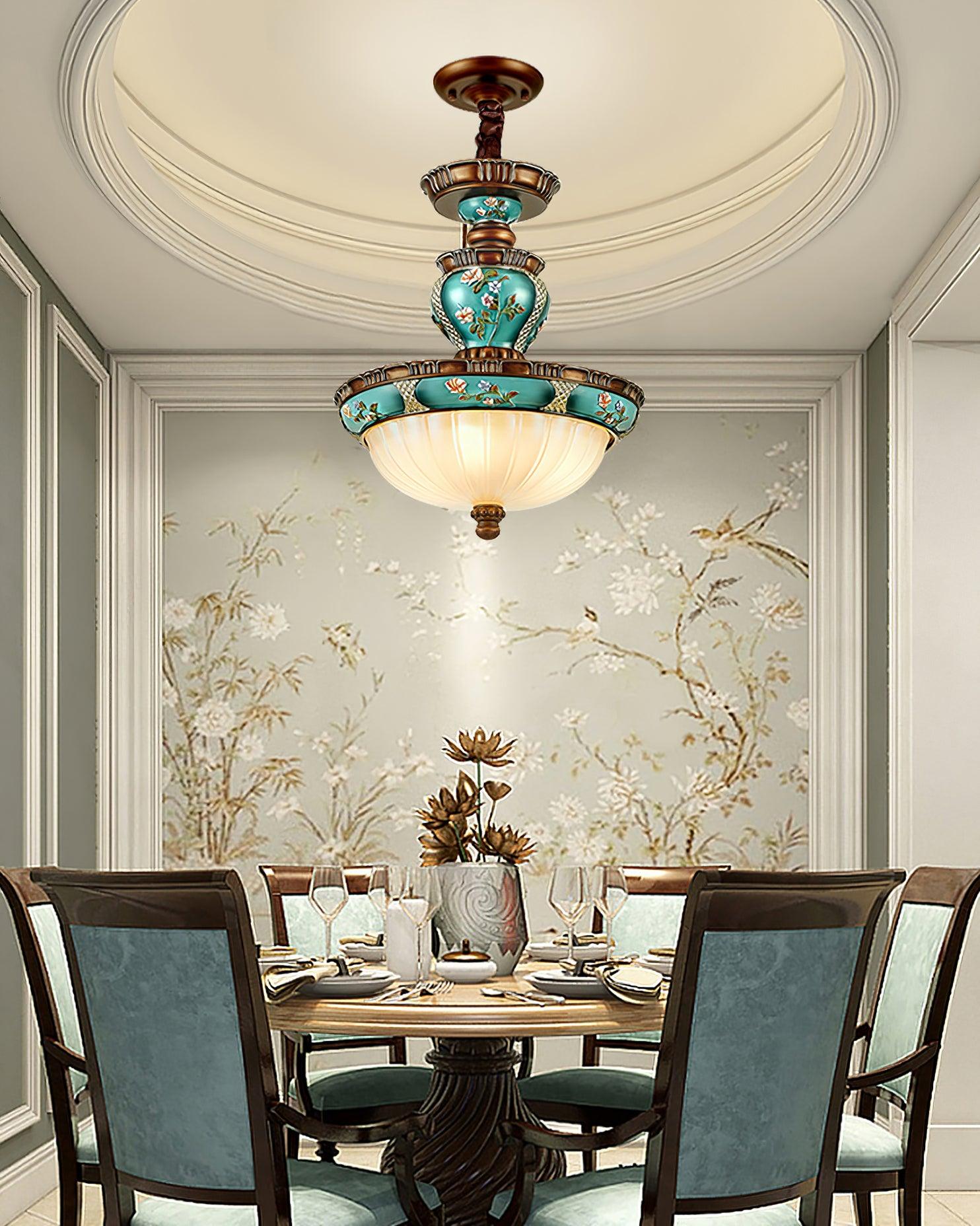 レトロな花柄樹脂埋め込み型シーリングライト