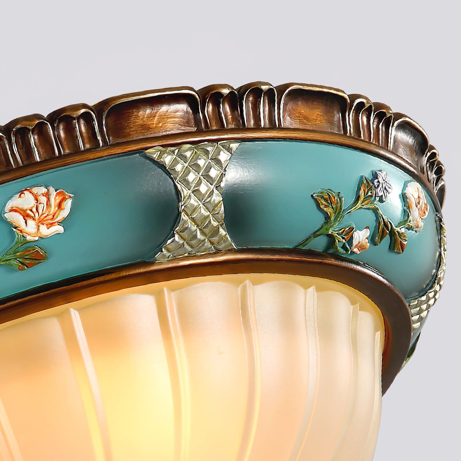 レトロな花柄樹脂埋め込み型シーリングライト