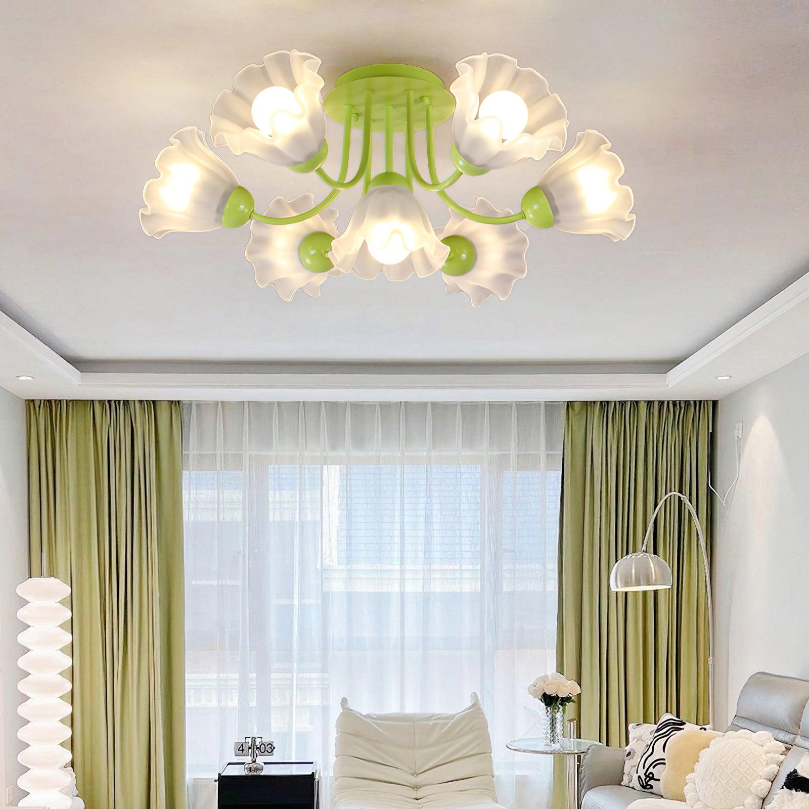 花の彫刻のシーリングランプ