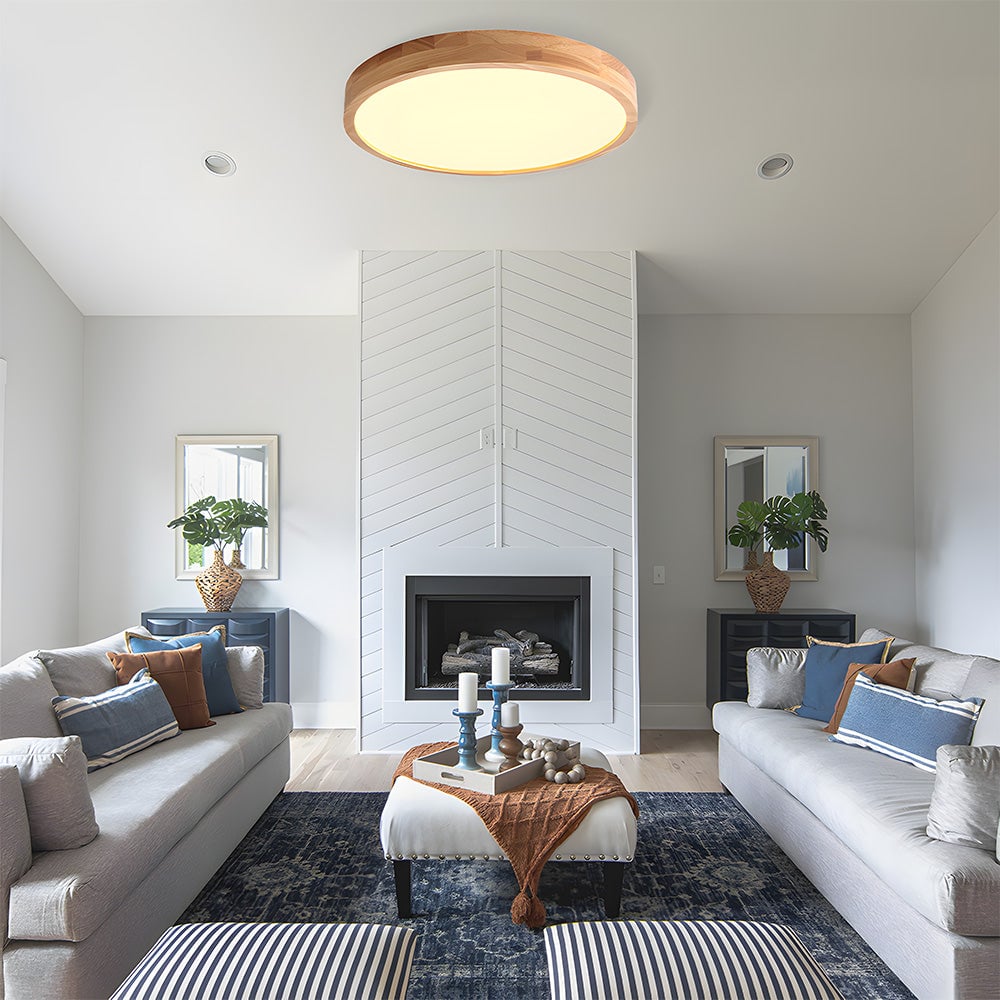 超薄型木製LEDフラッシュマウントシーリングランプ