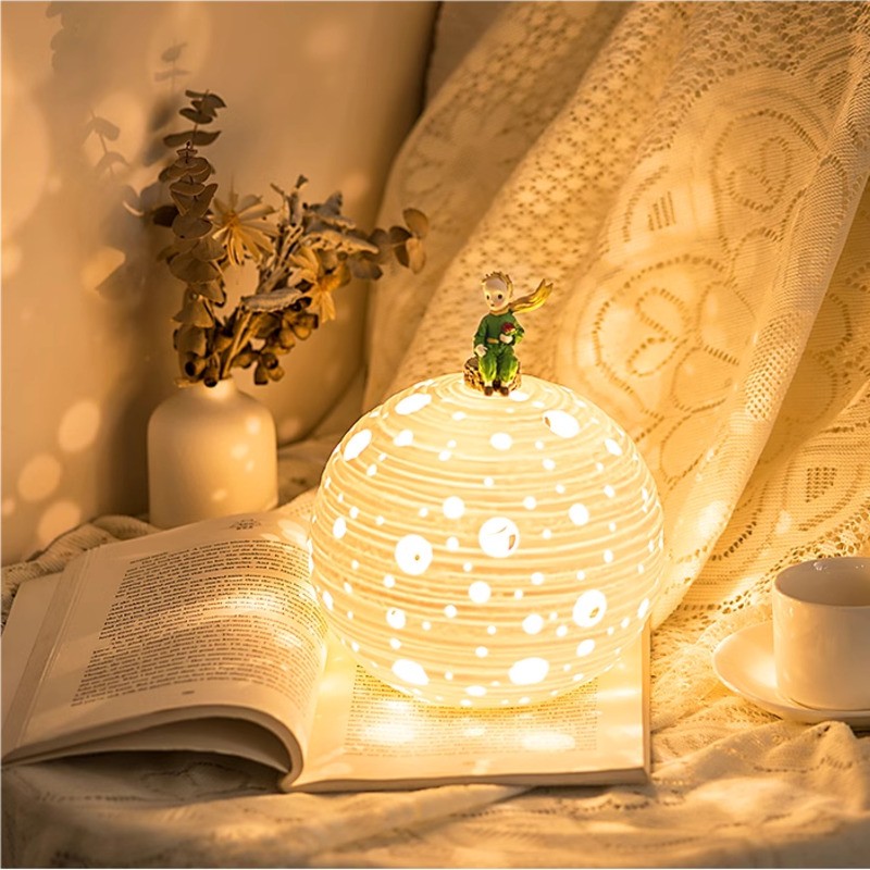 プラネットホワイト寝室用セラミックテーブルランプ