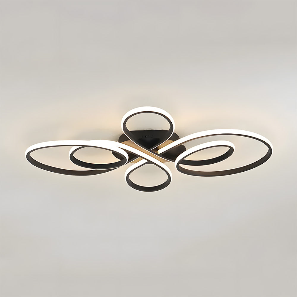 リビングルームに最適な、モダンな雰囲気の弓型メタルLEDシーリングライト