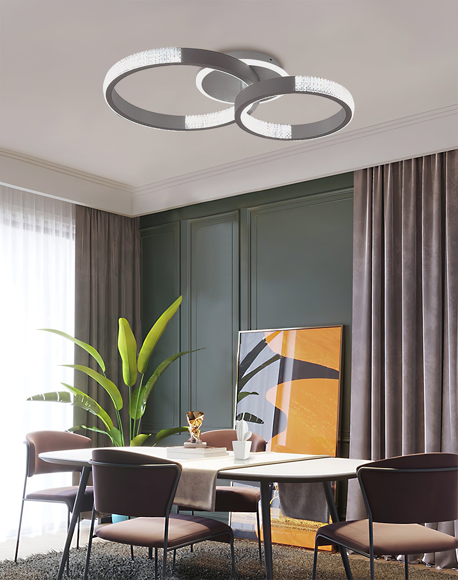 モダンなダブルリング天井ランプ