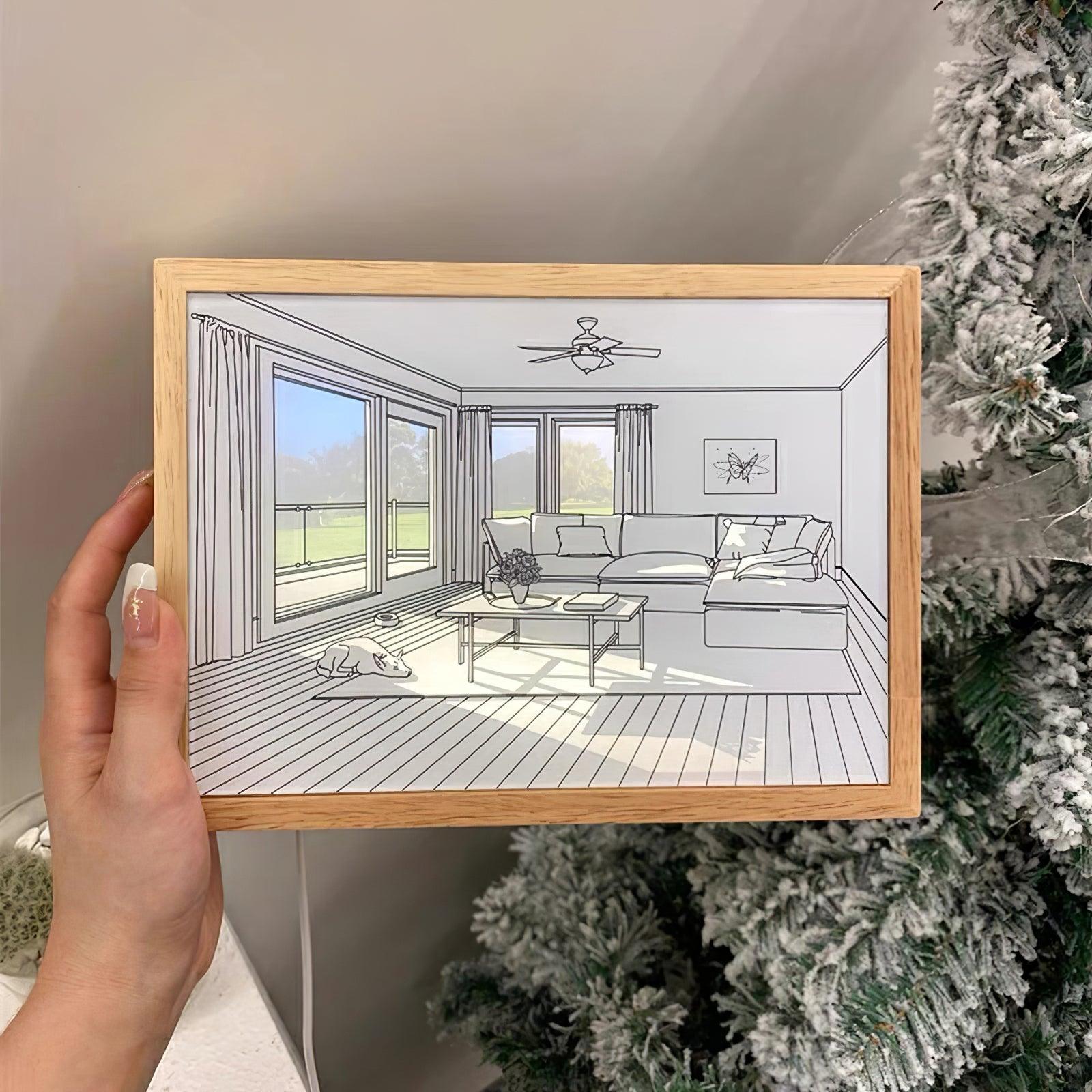 日光浴する犬の壁画アートランプ