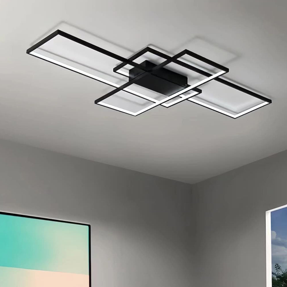 リビングルームに最適な、モダンな幾何学模様のアルミ製LEDシーリングライト