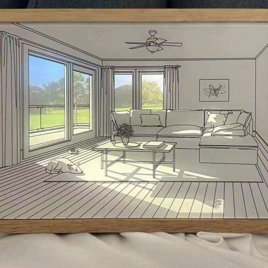 日光浴する犬の壁画アートランプ