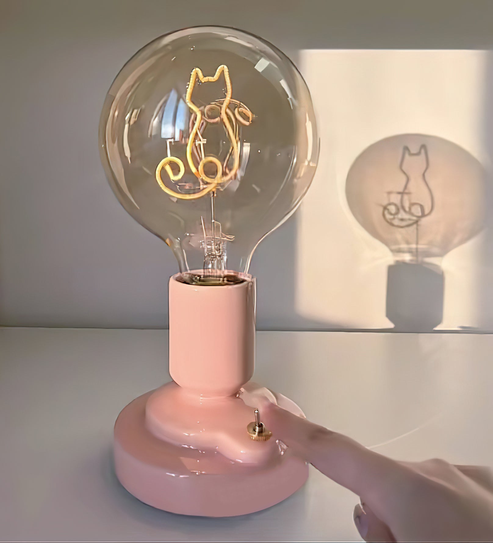 北欧風猫型セラミックテーブルランプ バッテリー内蔵