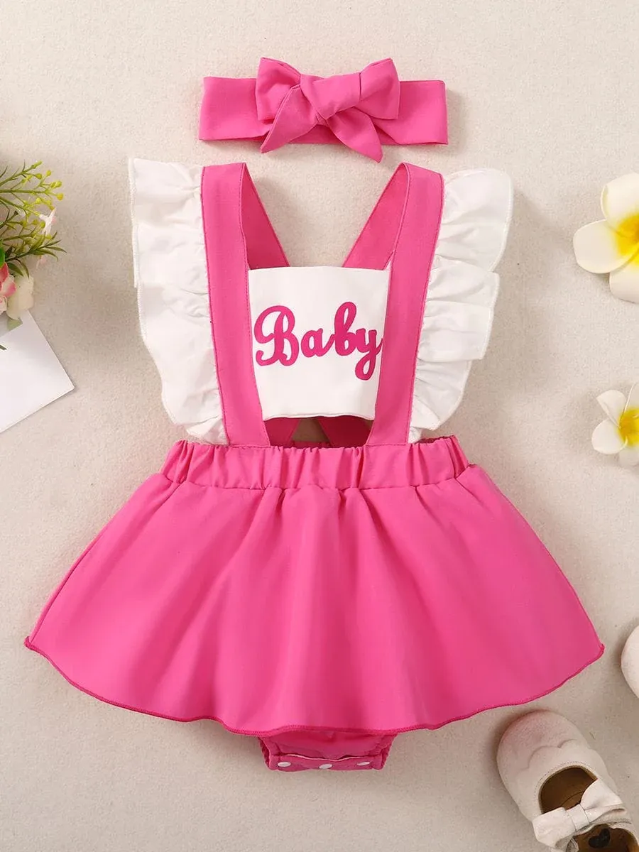 Pink Baby Romper with Headband