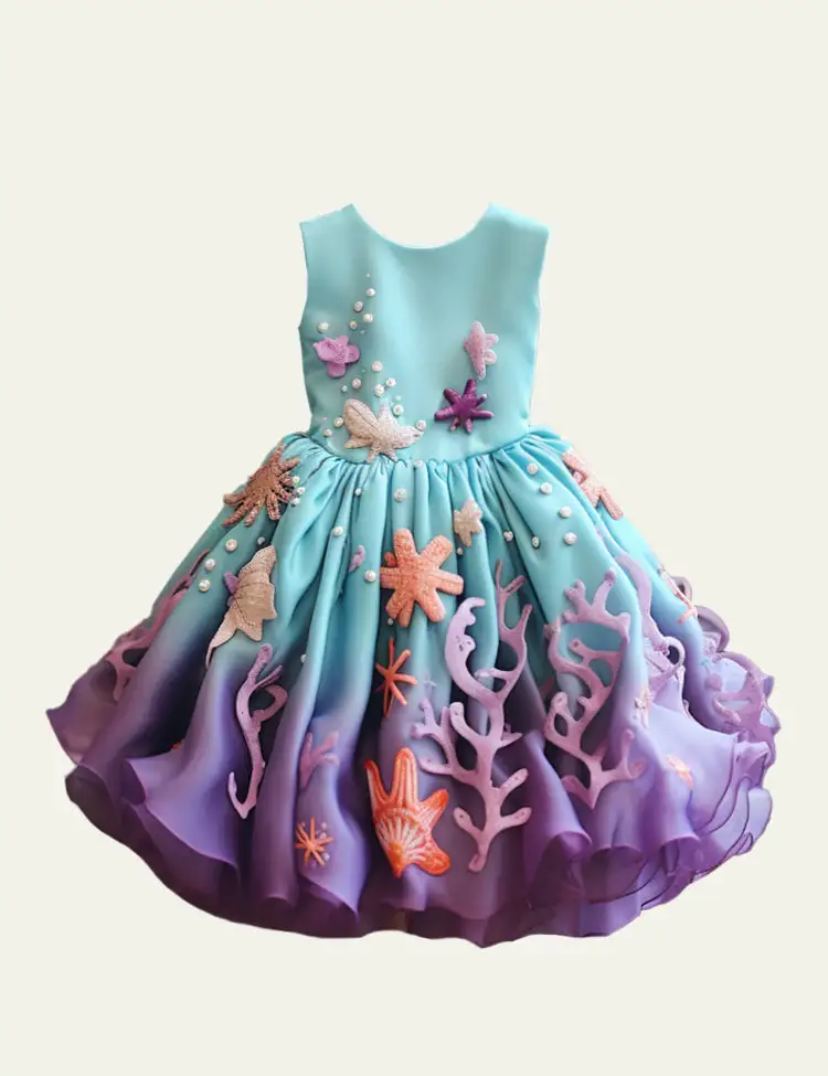 Toddler Kid Girl Coral Starfish Sleeveless Tank Dress