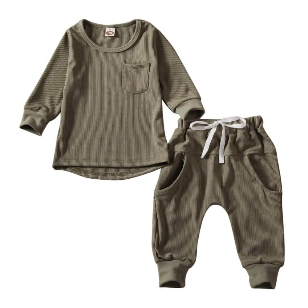 Khaki Ribbed Baby Set