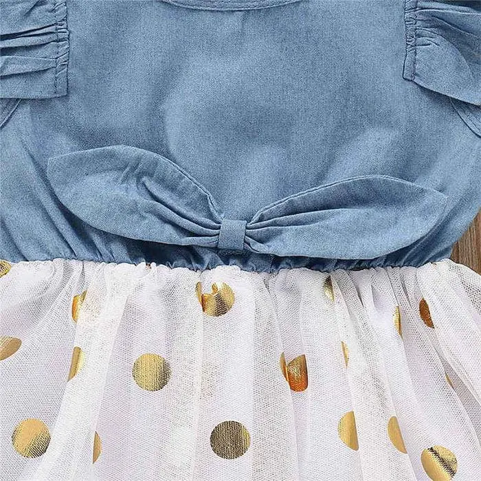 Denim Polka Dot Toddler Dress