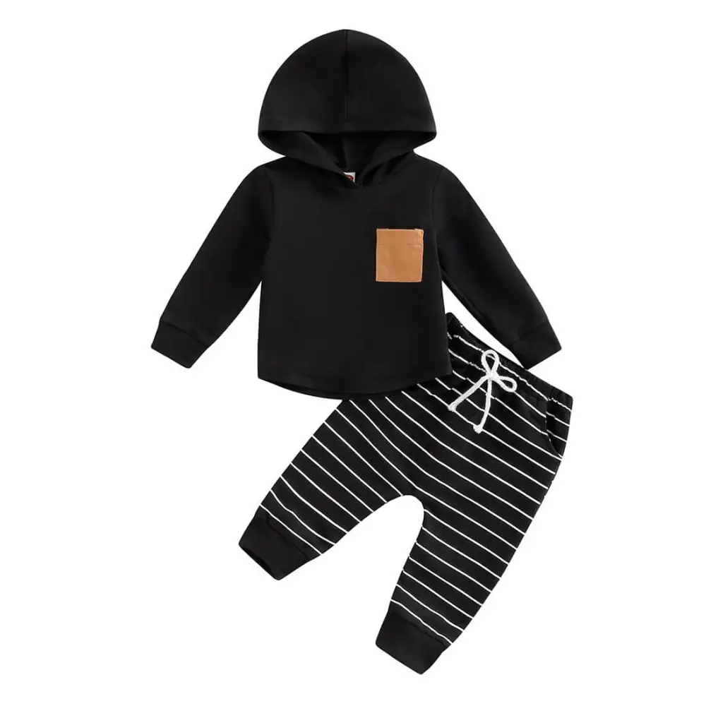 Striped Pants Hooded Baby Set