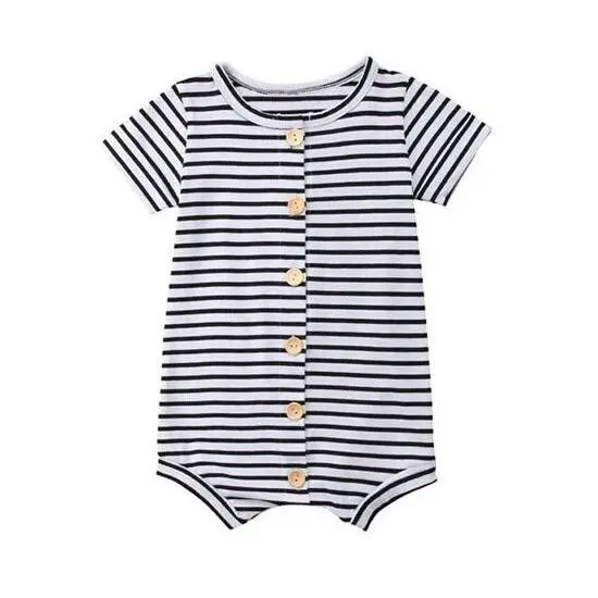 Striped Button Baby Romper