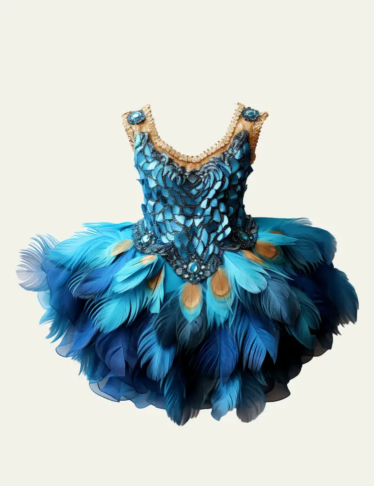 Toddler Kid Girl Peacock Feather Spaghetti Strap Ballet Dress