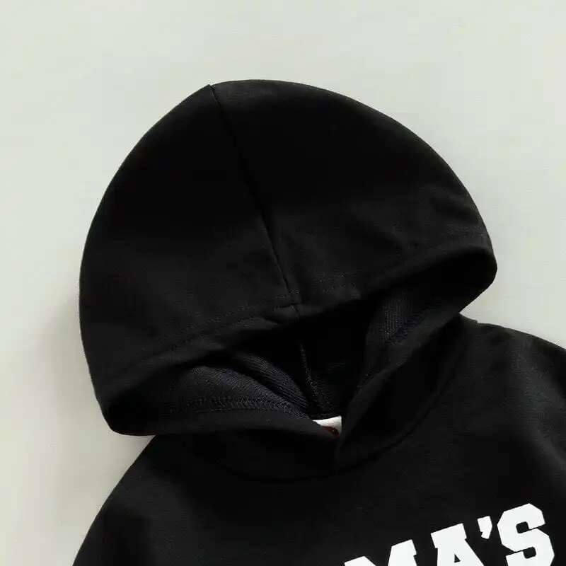 Mama's Dude Black Hoodie Baby Set