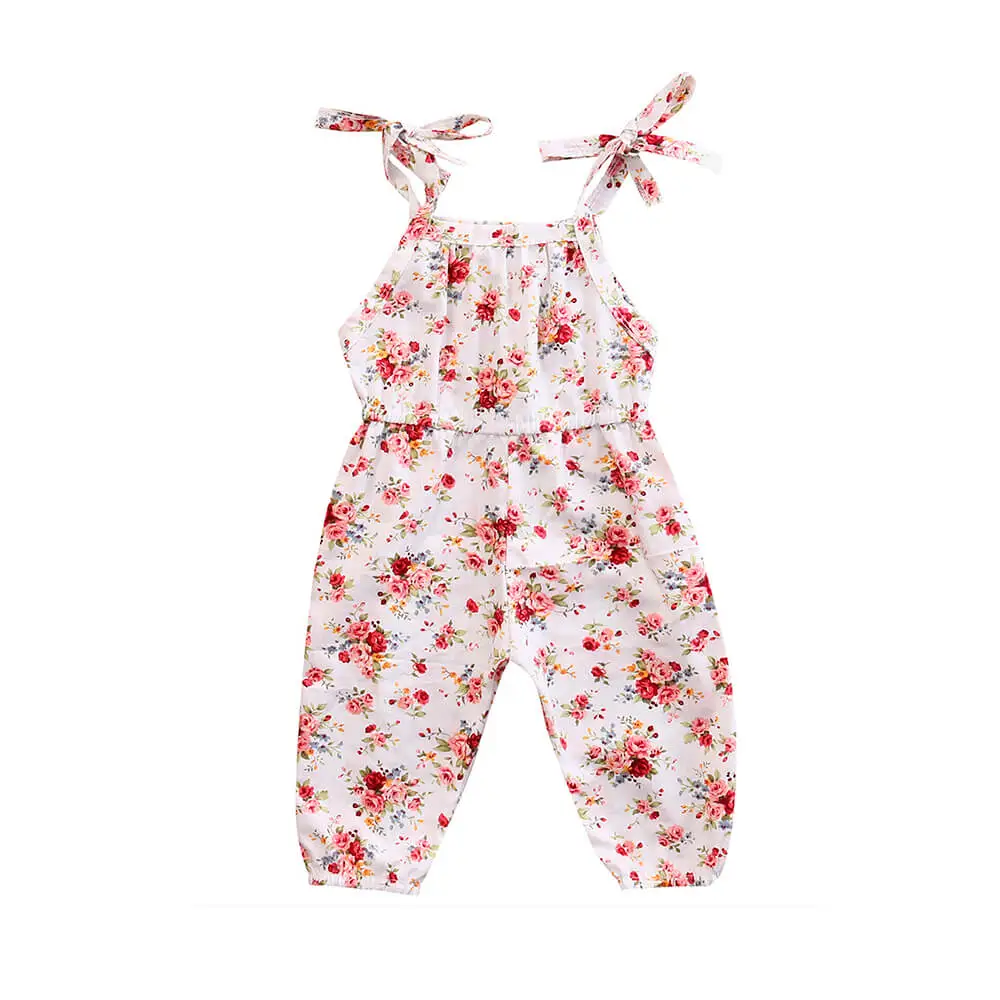 Floral Tie Shoulder Toddler Jumpsuit