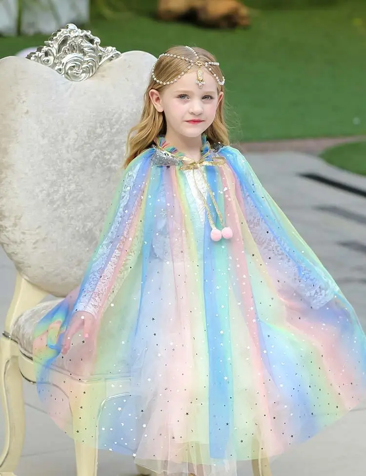 Toddler & Kids Girl Mesh Sequins Party Cape