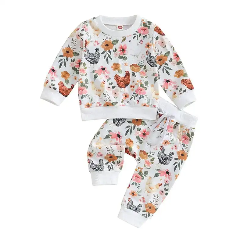 Long Sleeve Floral Chick Baby Set