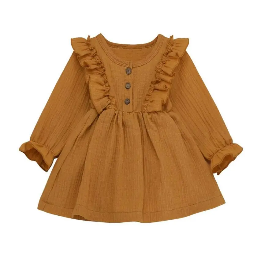 Long Sleeve Ruffled Toddler Dress