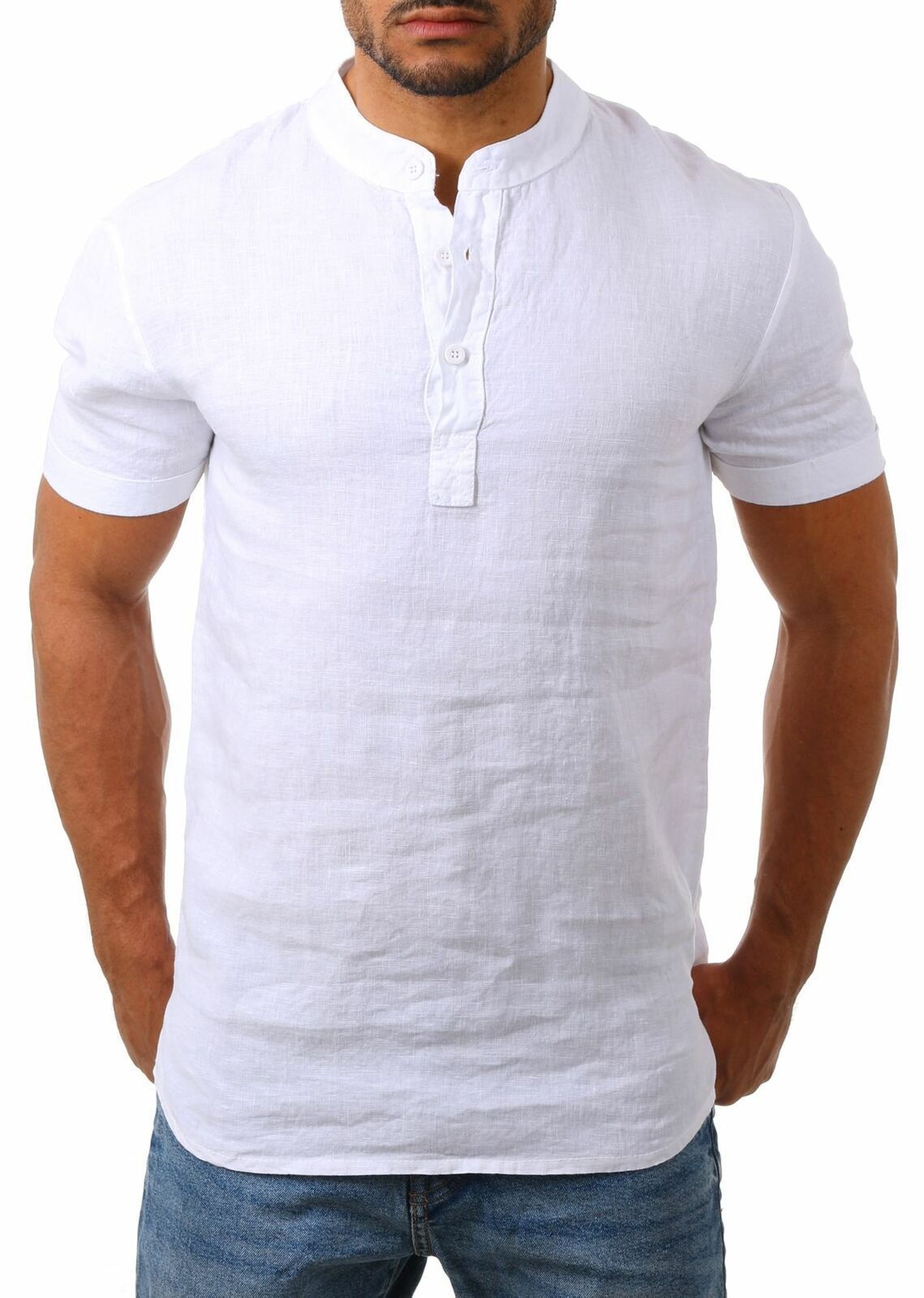 Men's Stand Collar Short Sleeve Shirt