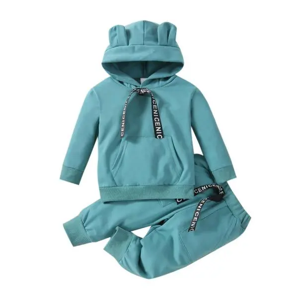Solid Bear Hooded Toddler Set