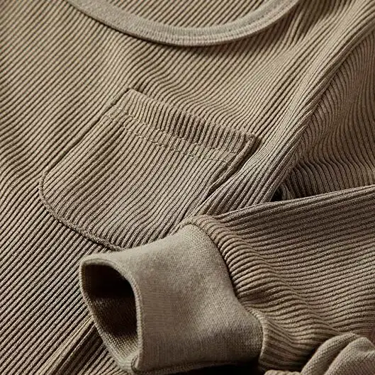 Khaki Ribbed Baby Set