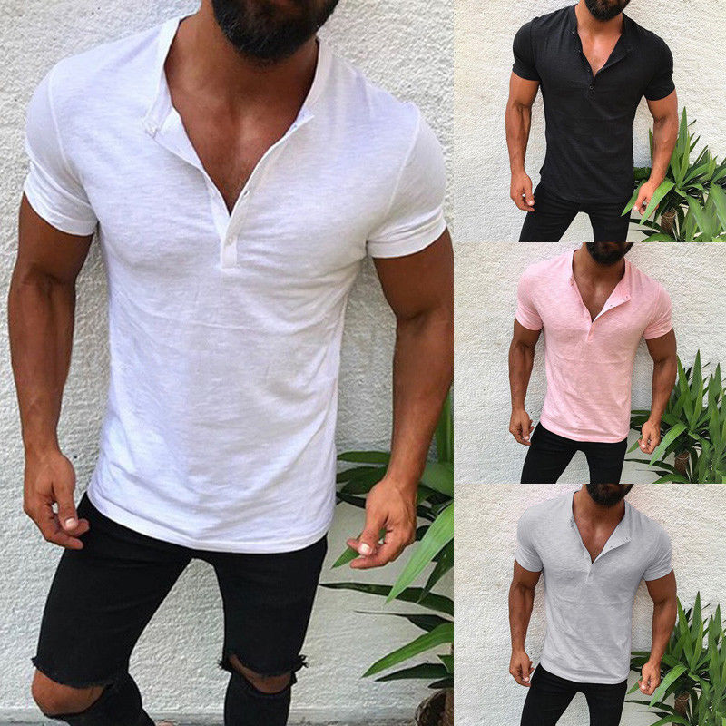 Men's personalized button solid color blouse