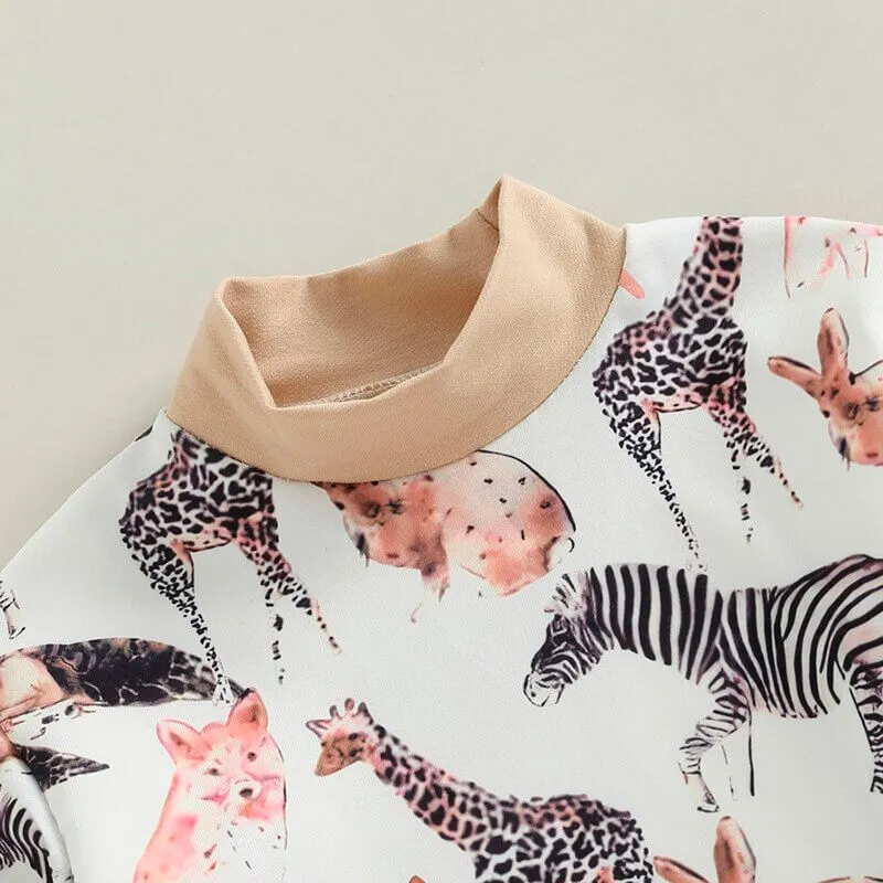 Solid Pants Animals Toddler Set