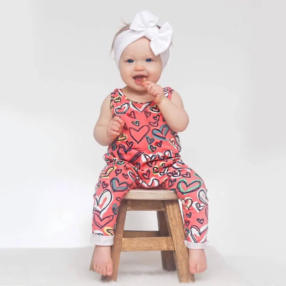 Hearts Sleeveless Baby Jumpsuit