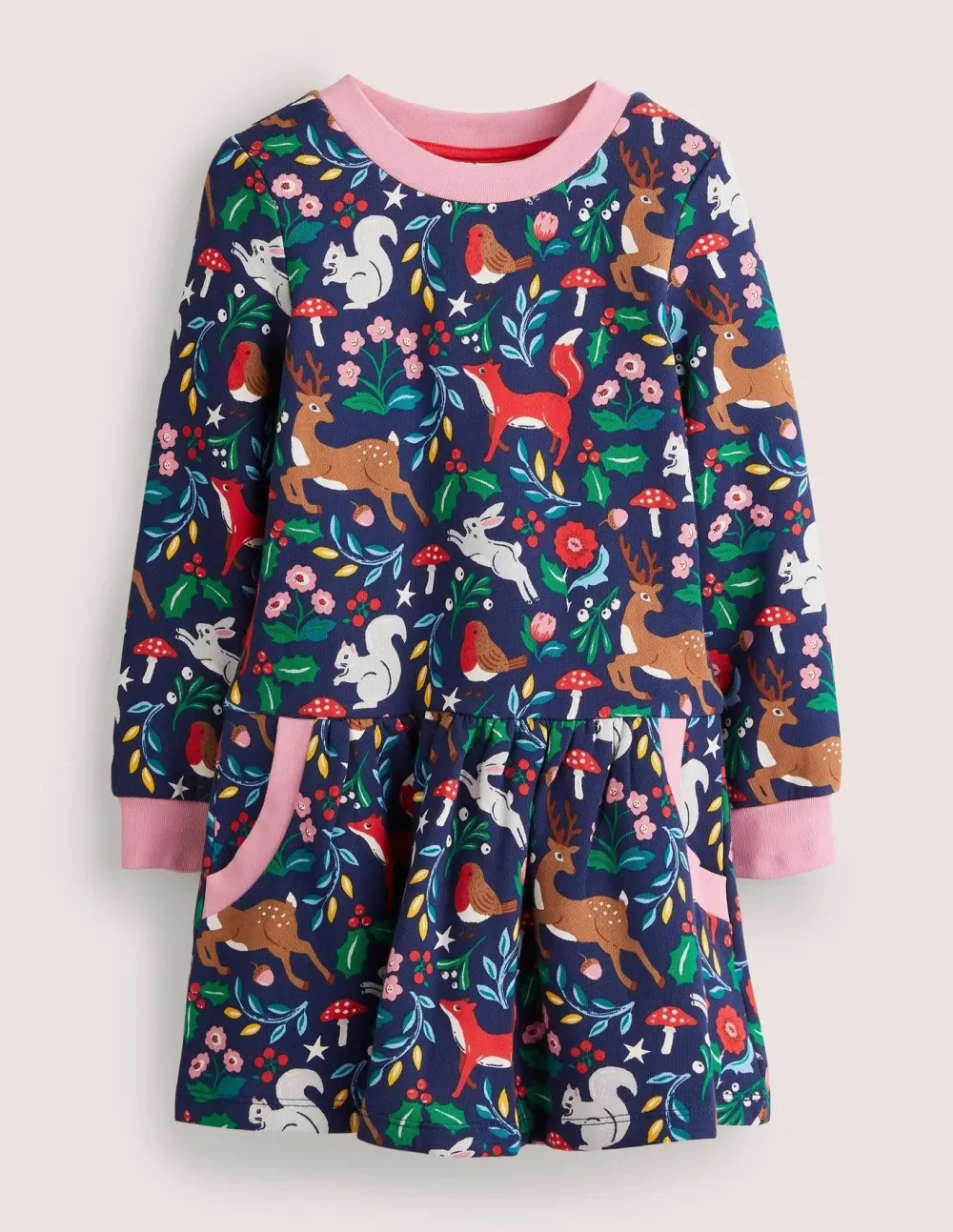 Toddler & Kid Girl Festive Animals Print Sweatshirt Splice Dress