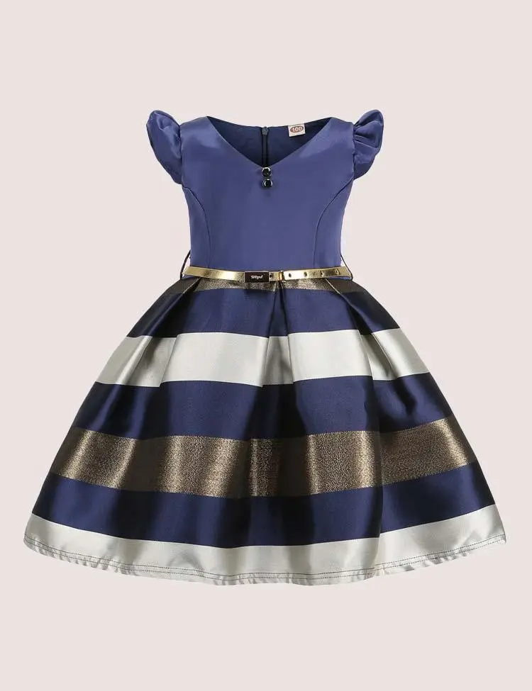 Striped Short Sleeve Party Dress