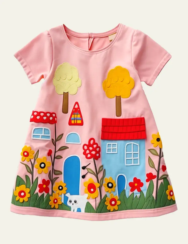 Toddler Kid Girl Clouds Ice Cream Short Sleeves Dress