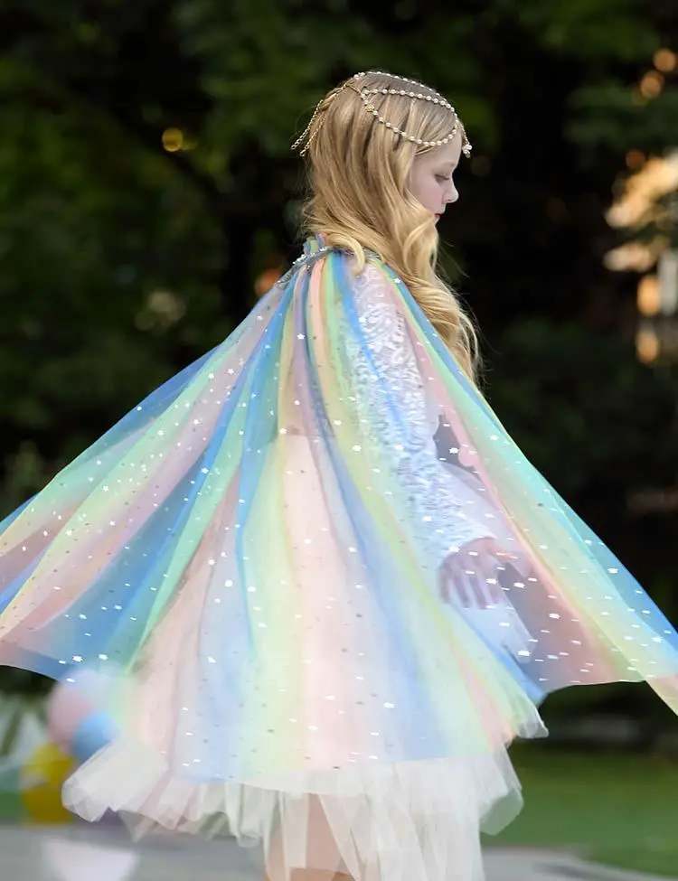 Toddler & Kids Girl Mesh Sequins Party Cape