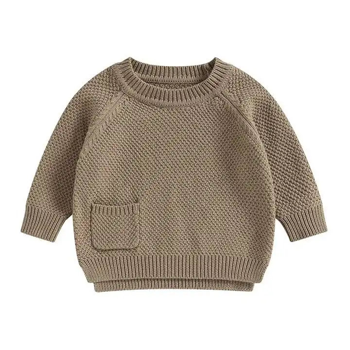 Solid Pocket Knitted Baby Sweater