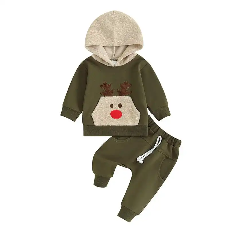 Long Sleeve Deer Hooded Baby Set