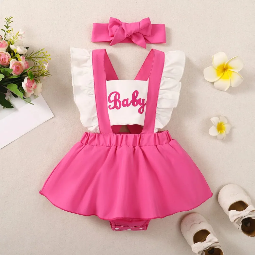 Pink Baby Romper with Headband