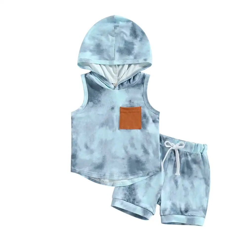 Sleeveless Tie Dye Hooded Baby Set