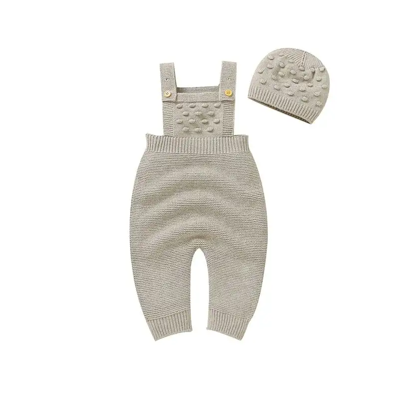 Knit Jumpsuits with Beanie Set