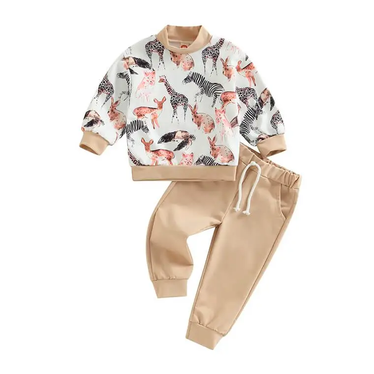 Solid Pants Animals Toddler Set