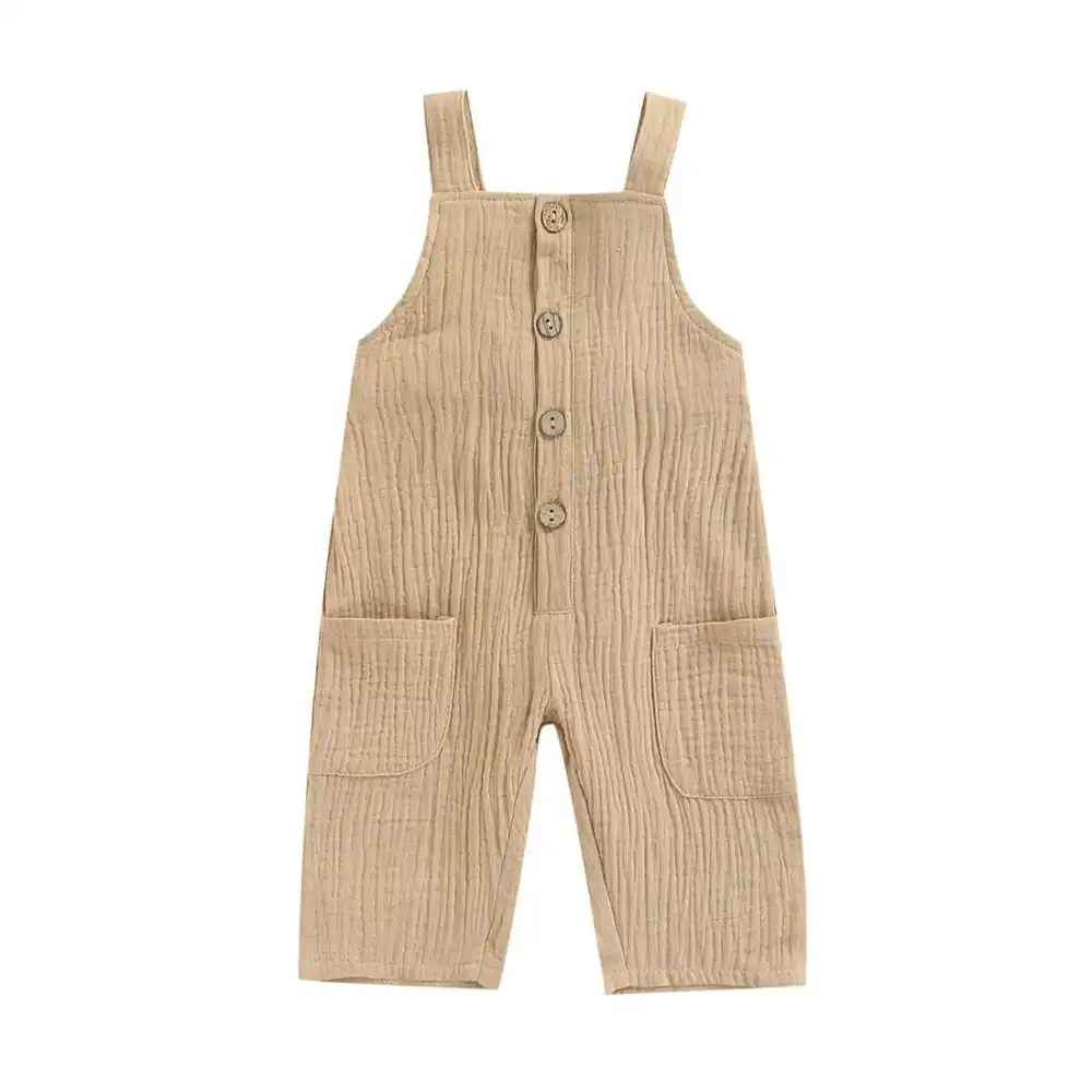 Sleeveless Muslin Solid Baby Jumpsuit