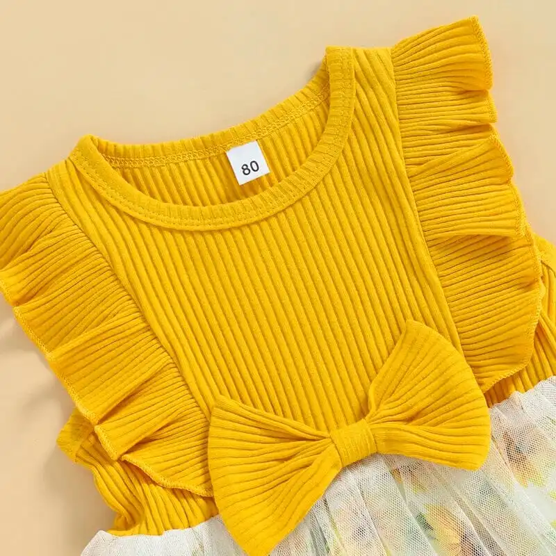 Sunflower Ribbed Toddler Dress