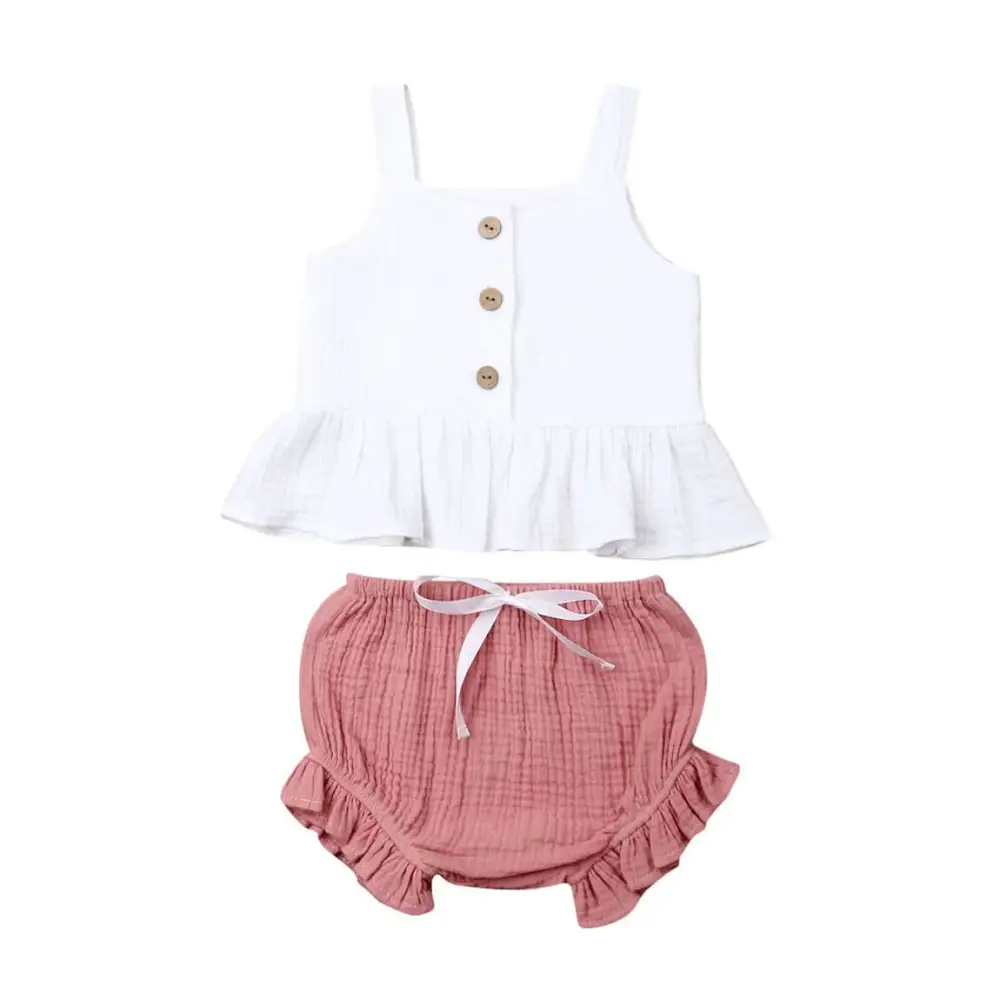 White Ruffled Top Toddler Set