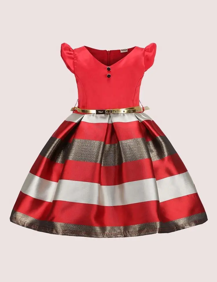 Striped Short Sleeve Party Dress