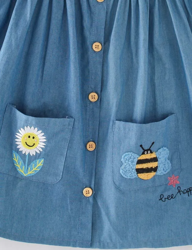 Flower Bee Embroidered Dress